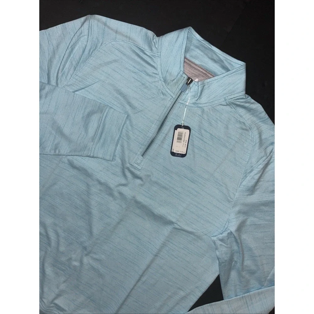 Johnnie-O Apex 1/4 Zip Active Pullover Mens Medium Baja Blue Heather NWT $148 - Picture 3 of 11